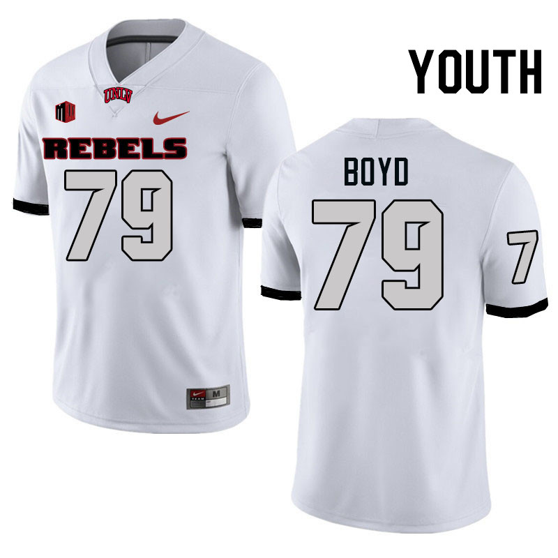 Youth #79 Austin Boyd UNLV Rebels College Football Jerseys Stitched-White